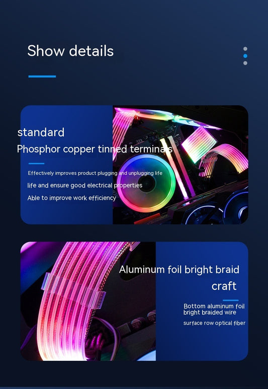 Argb LED Graphics Card Extension Cable Dual 8P Dual Headlights